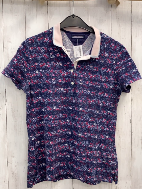 Tommy Hilfiger  Poloshirt  Gr. 152  blau Früchte Blätter rosa hellblauer Polokrage 