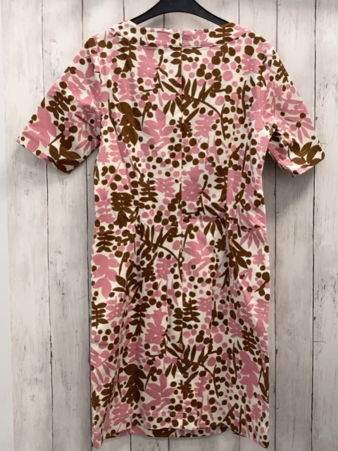 Boden  Kleid  Gr. 158/164  weiß rosa brauner Druck mit Blättern + Punkten 