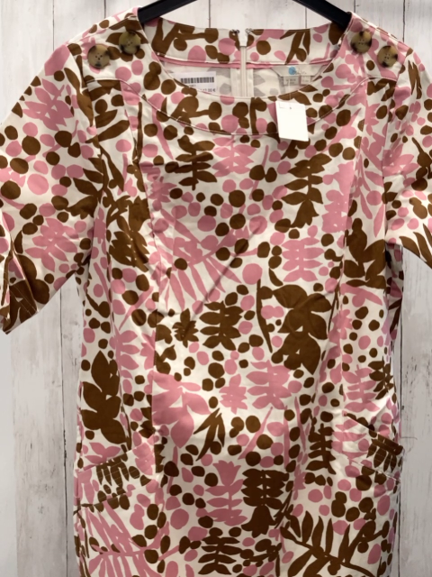 Boden  Kleid  Gr. 158/164  weiß rosa brauner Druck mit Blättern + Punkten 