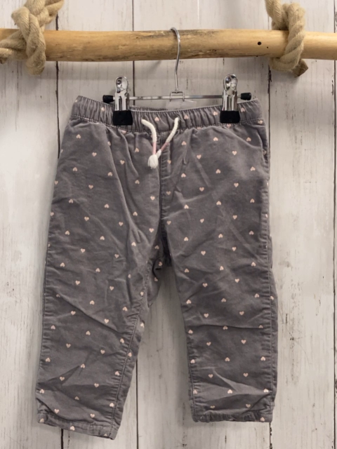 H&M Hose Gr. 68  grau Kord rosa Herzen gefüttert Kordel