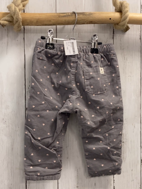 H&M Hose Gr. 68  grau Kord rosa Herzen gefüttert Kordel