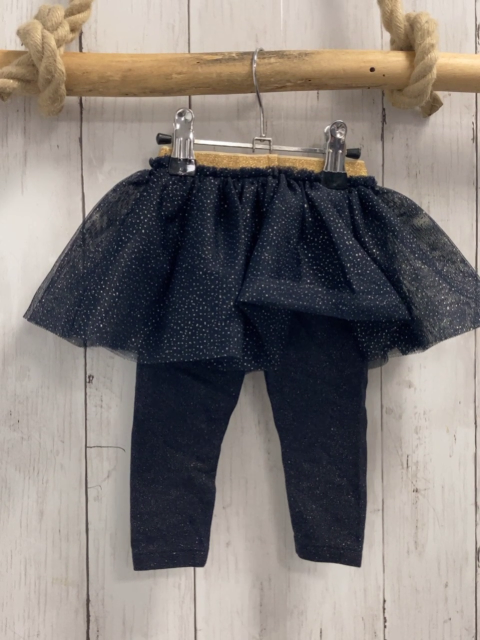 petit bateau Leggings Gr. 68  blau glitzer + Rock mit gold Glitzerbund 
