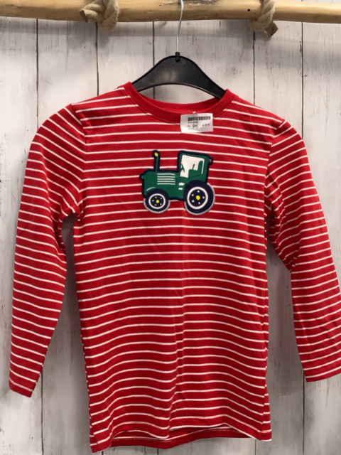   Langarmshirt  Gr. 128  rot weiße Streifen Traktor 