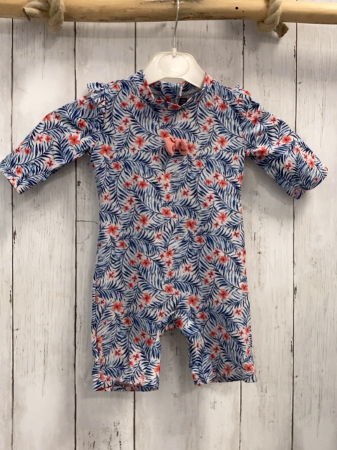 Sergent Major  UV-Schutzoverall Gr. 80  hellgrau blaue Blätter hellrote Blumen 