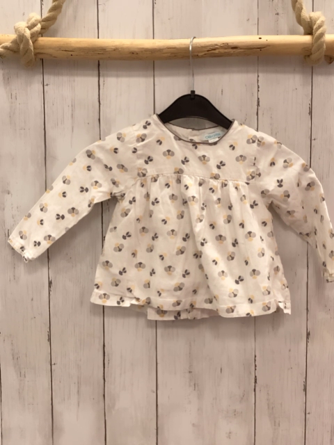 Obabi  Bluse  Gr. 80  weiß bunt Käfer grauer Bund 
