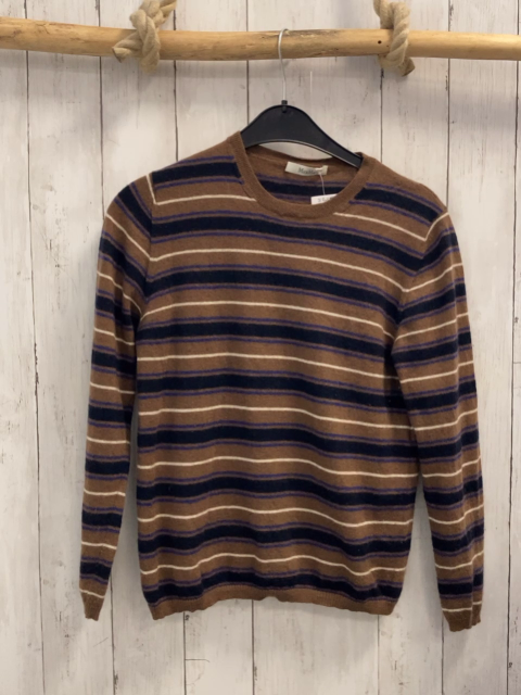 MaxMara  Pullover  Gr. 152  braun schwarz lila weiße Streifen 100 % Cashmere 