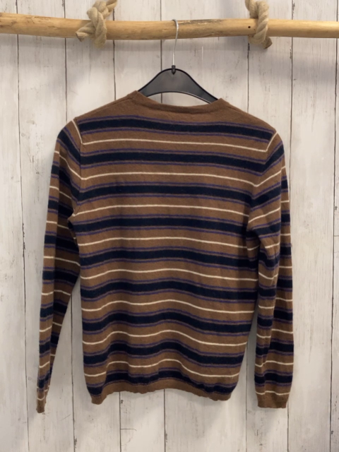 MaxMara  Pullover  Gr. 152  braun schwarz lila weiße Streifen 100 % Cashmere 