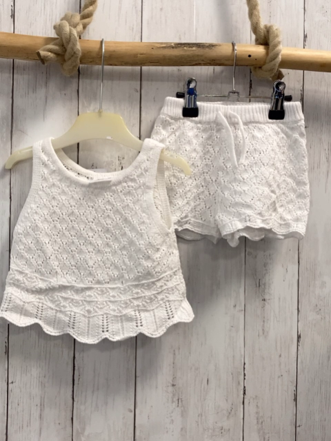 2tlg Zara  Top + Shorts  Gr. 80  weiß Strick Wabenmuster 