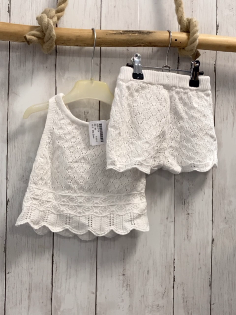 2tlg Zara  Top + Shorts  Gr. 80  weiß Strick Wabenmuster 