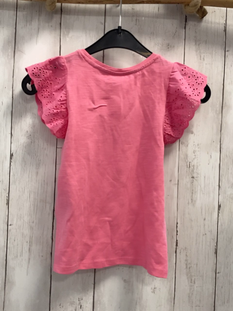 neu Dopodopo T-Shirt  Gr. 110  pink Rüschenärmel mit Lochstickerei 