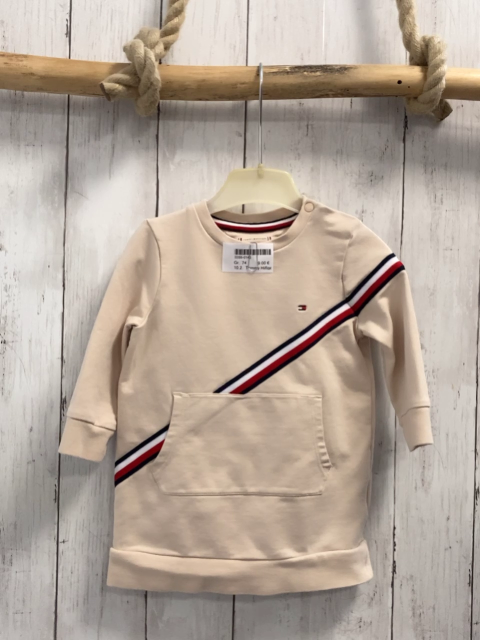 Tommy Hilfiger  Longpulli  Gr. 74  beige + schräger rot blau schwarz weißer Streifen 