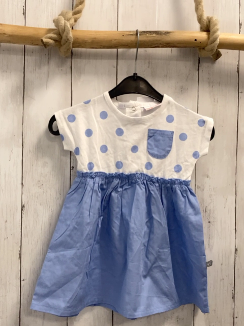 neu Liegelind  Kleid  Gr. 74  weißes Oberteil mit hellblauen Punkten hellblauer Rock