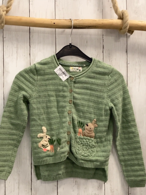 Next  Stricjacke  Gr. 116  kiwi Streifen mit Struktur Häkelhasen + -möhren 