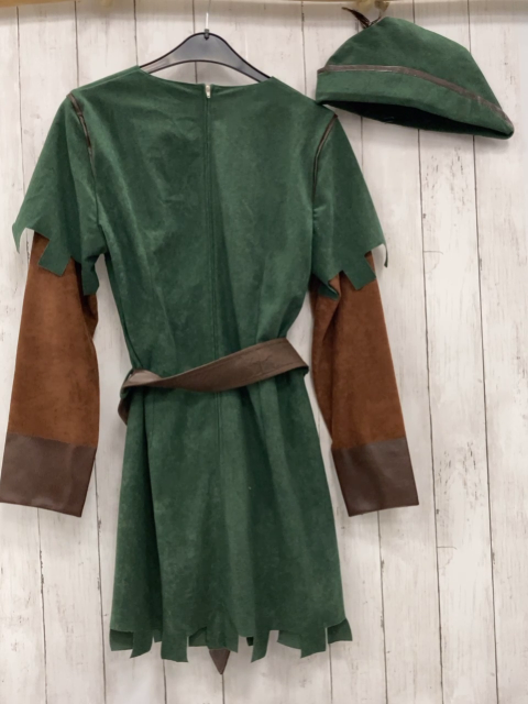 2tlg  Karnevalkostüm  Gr. 38  oliv braunes Robin Hood Gewand mit Hut 