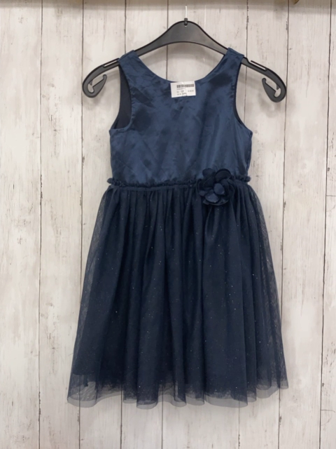H&M  Kleid  Gr. 128  blau Tüllüberrock mit goldenen Glitzerpunkten Rosette 