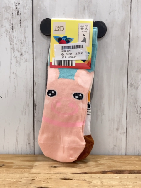 neu 3Paar  Socken Gr. 31/34  Tierköpfe 
