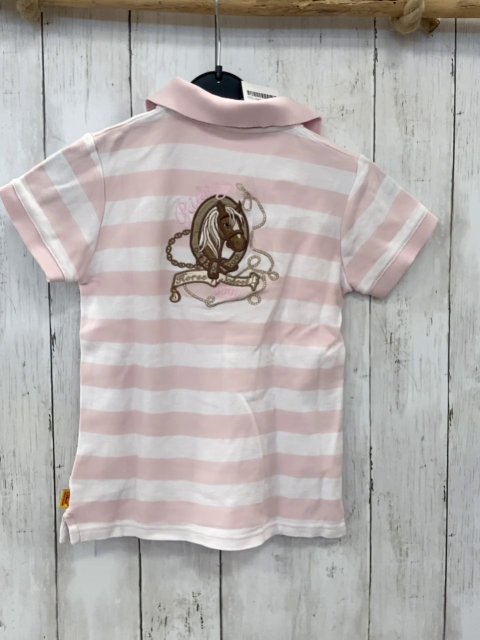 Steiff  Poloshirt Gr. 134  rosa weiße Streifen 