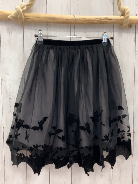 H&M  Rock Gr. 134/140  grau schwarzer Tüllüberrock mit Fledermäusen 