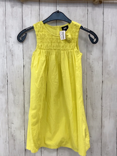 H&M Kleid  Gr. 128  gelbe gesmoktes Oberteil mit Rosette 