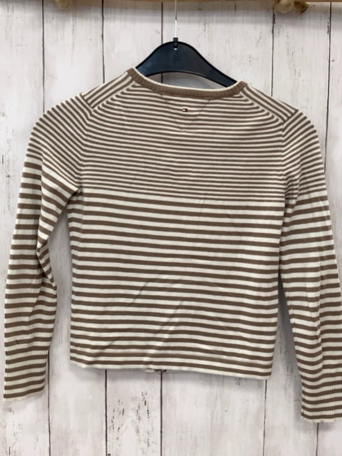 Tommy Hilfiger  Strickjacke  Gr. 134/140  sand weiße Streifen Strick 