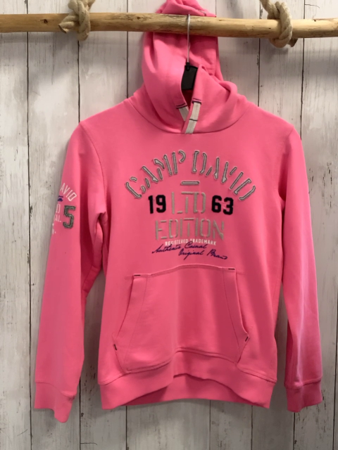Camp David  Pullover  Gr. 146/152  rosa Kapuze Schrift 