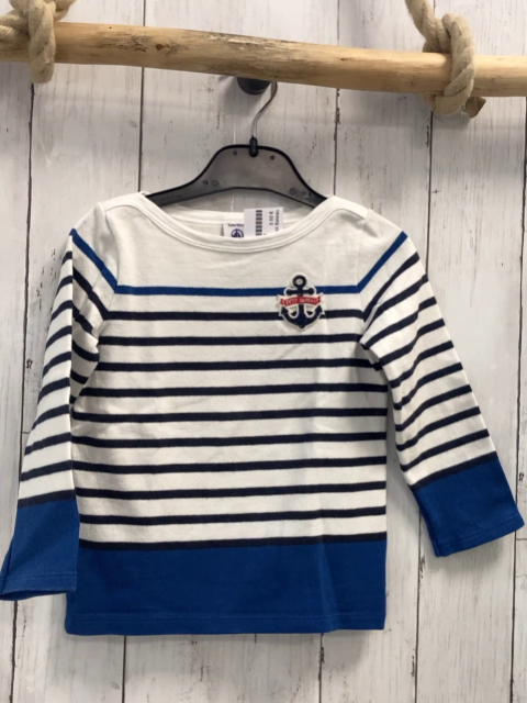 Petit Bateau  Pullover  Gr. 92  weiß blau hellblaue Streifen Anker 