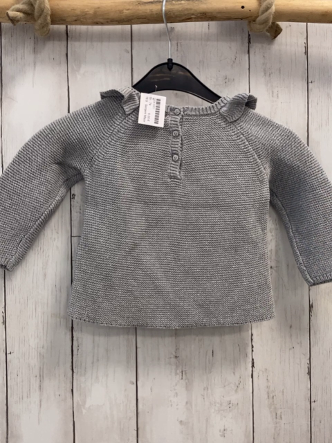 Sergent Major  Pullover  Gr. 74  grau mit silber Glitzer Strick Tierkopf Rüschenbund 