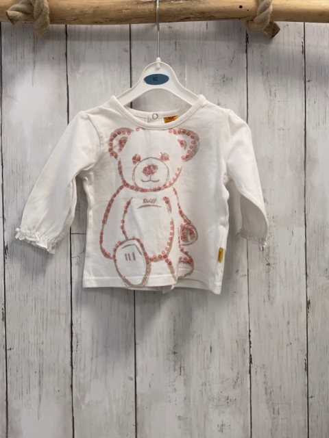 Steiff  Langarmshirt  Gr. 56  weiß sand Bär mit hellroten Pailetten 