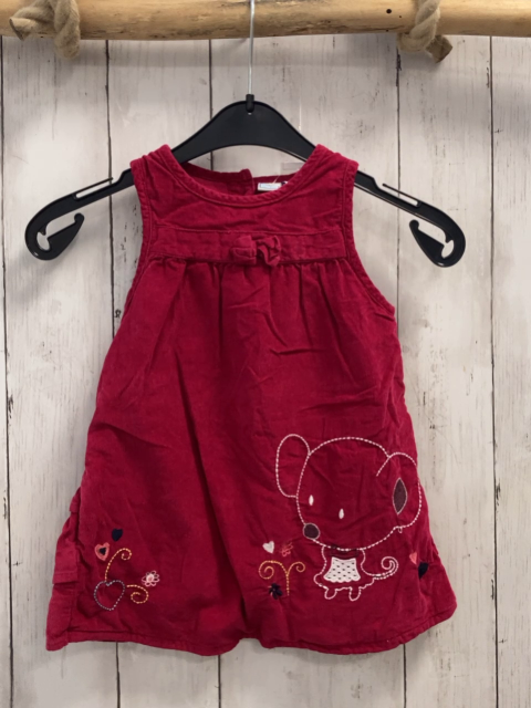 Bob der Bär  Kleid  Gr. 80  rot Kord gestickte Maus + Blumen 