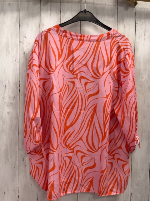 Esvidi  Sommerbluse Gr. L  orange mit rosa Druck