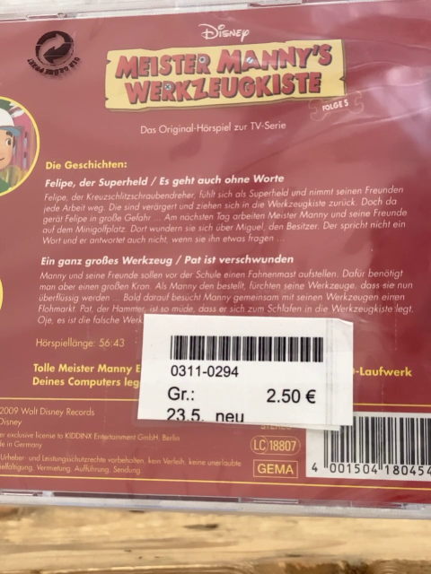 neu  CD Meister Manny´s Werkzeugkise 