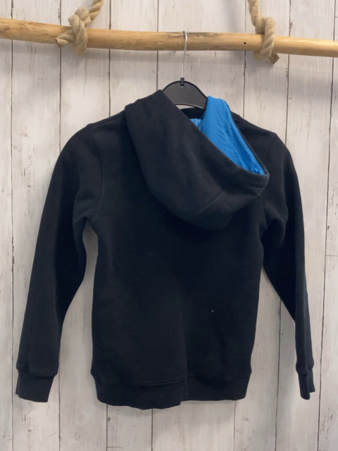 Decathlon  Pullover  Gr. 140  blau Kapuze ocker Schrift 