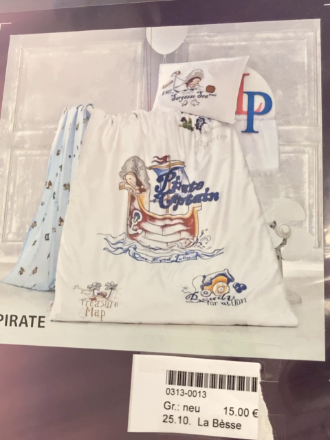 La Bèsse Bettwäsche  100 x 135 / 40 x 60 Linon weiß Piratenschiff Piraten 