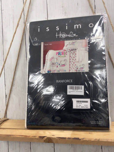 Issimo Home  Bettwäsche  100 x 135 / 40 x 60 weiß Mäuse Blumen bunte Schrift 