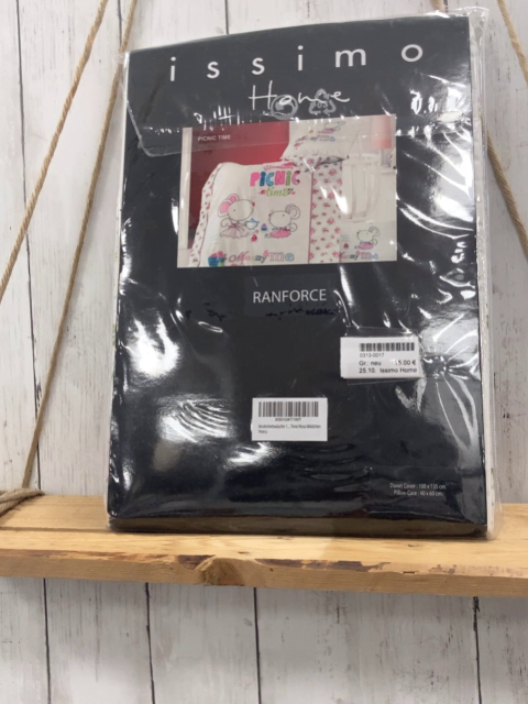 Issimo Home  Bettwäsche  100 x 135 / 40 x 60 weiß Mäuse Blumen bunte Schrift 