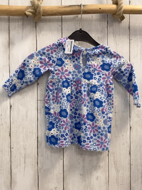 H&M  Kleid  Gr. 68  hellblau Rippen bunte Blumen 