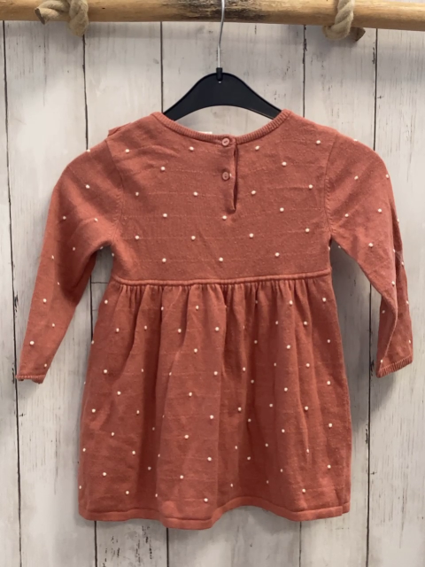 H&M  Kleid  Gr. 86  lachs Strick weiße Punkte Rüschen 