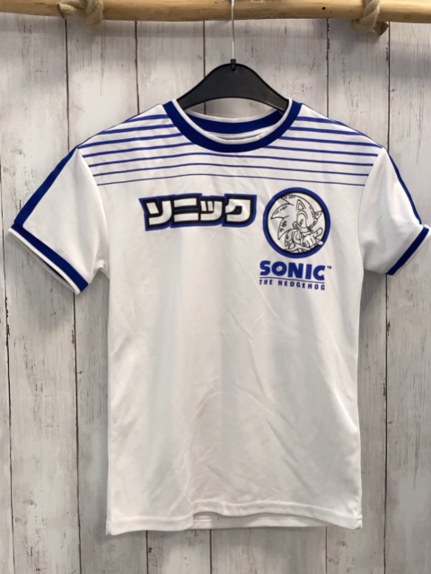 Sonic  Sportshirt  Gr. 140  weiß blau schwarzer Druck Sonic 