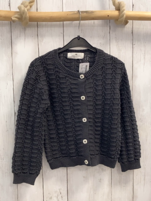 H&M  Strickjacke  Gr. 110  dunkelgrau lochmuster 
