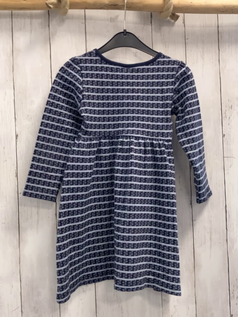  Kleid Gr. 110  blau hellblaue Streifen Punkte