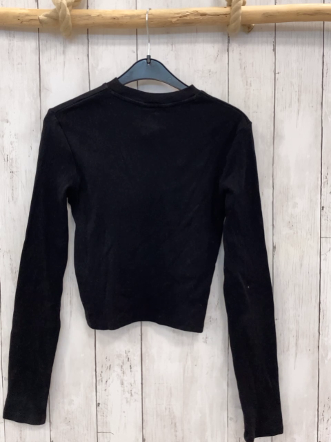 H&M Langarmshirt Gr. 170  schwarz gerippt Lochmuster