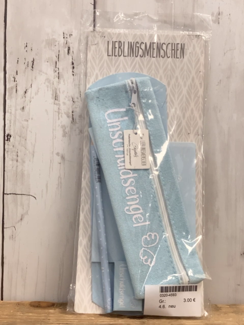 neu Faulenzer + Bleistifte hellblau weiße Schrift 