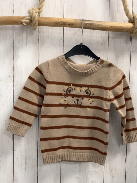   Pullover  Gr. 86  sand braune Streifen Löwenkopf 