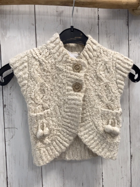 Next  Weste  Gr. 74  hellgrau Strick zöpfe mit golden Glitzer 