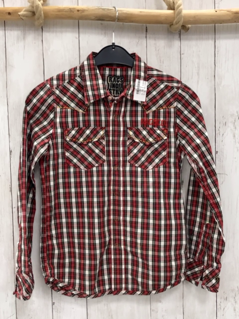 Rags Industries Hemd  Gr. 152  rot schwarz weiß kariert 