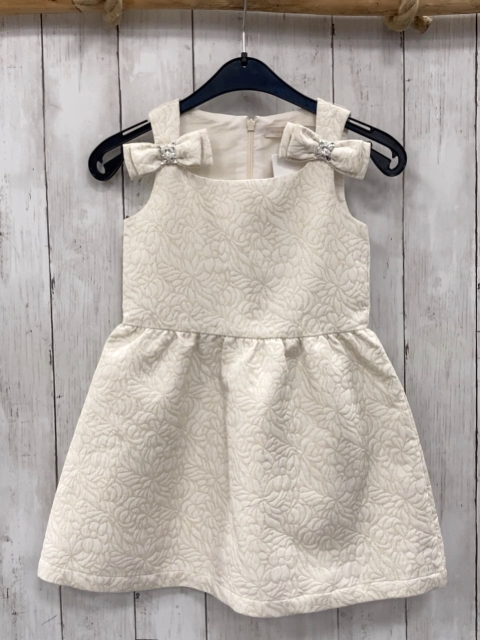 Gingersnaps  Kleid  Gr. 110  weiß goldene Blumen Schleifen mit Steinen 