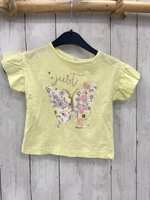   T-Shirt  Gr. 92  gelb bunter Schmetterling mit Pailetten 