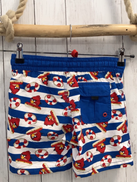 Badeshorts  Gr. 122  blau weiße Streifen Angry Birds