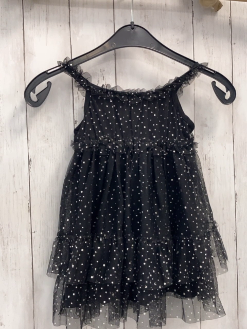 Place  Kleid  Gr. 92  schwarz Rüschen Tüllüberkleid silber Glitzerpunkte 