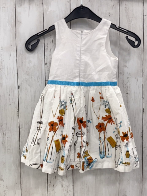 neu  Kleid  Gr. 86  weiß Flaschen Blumen Schmetterlinge hellblaues Gürtelband 